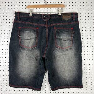 212NYC Baggy Skater Shorts Sz 46 Red Black‎ Stitched Gothic Punk SOUTHPOLE STYLE